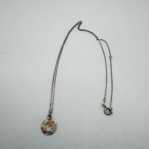 18" dainty sterling silver‎ and two tone star pendant necklace!